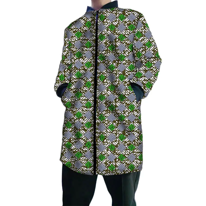 Jaqueta bomber masculina sob medida, design moderno, estampa de alta costura africana, gola longa, casaco masculino de alta costura nigeriana