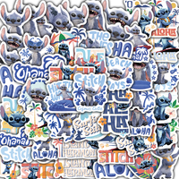 50PCS 2025 Movie Star Baby Stitch Stickers Disney Graduation Laptop PVC Word for Stationery Funny Cartoon Art Picture Sticker