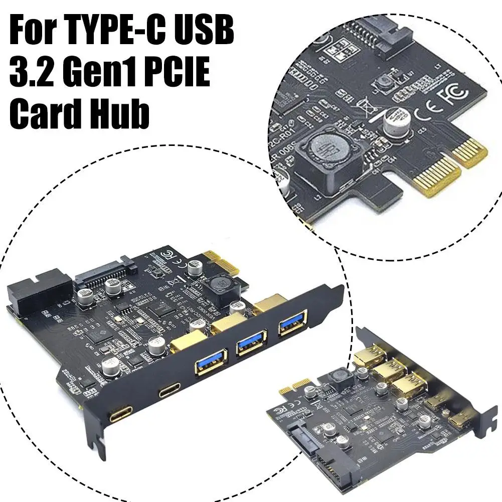 For TYPE-C USB 3.2 Gen1 PCIE Card USB 3.0 PCI Express Accessories Concentrator PCI- E E5P0