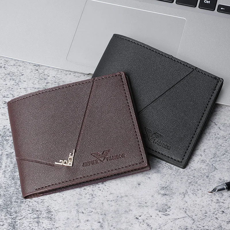 Men's Short Design Coin Purses Male Fashion Folding Wallet Multi-card Lots Card Holder High Quality PU Leather Slim Money Bag