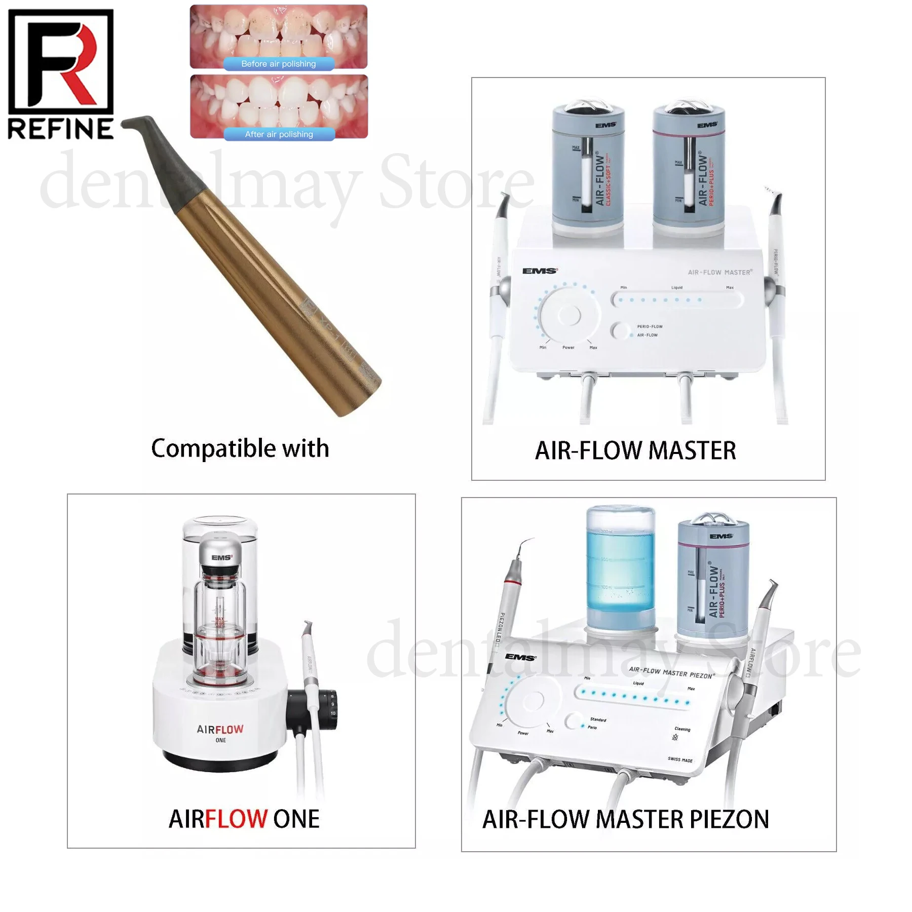 

Refine Dental Air Flow Polisher Prophy Handpiece XP-1 fits MASTER PIEZON AIRFLOW ONE PTX EMS