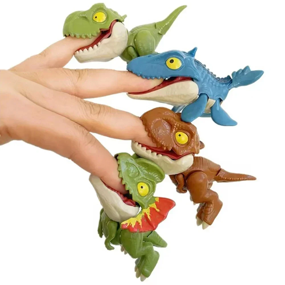 Parque Jurásico de dinosaurios juguetes para morder los dedos Snap Squad Tiranosaurio Dino Mini figura de acción modelo Fidget juguetes para niños chico