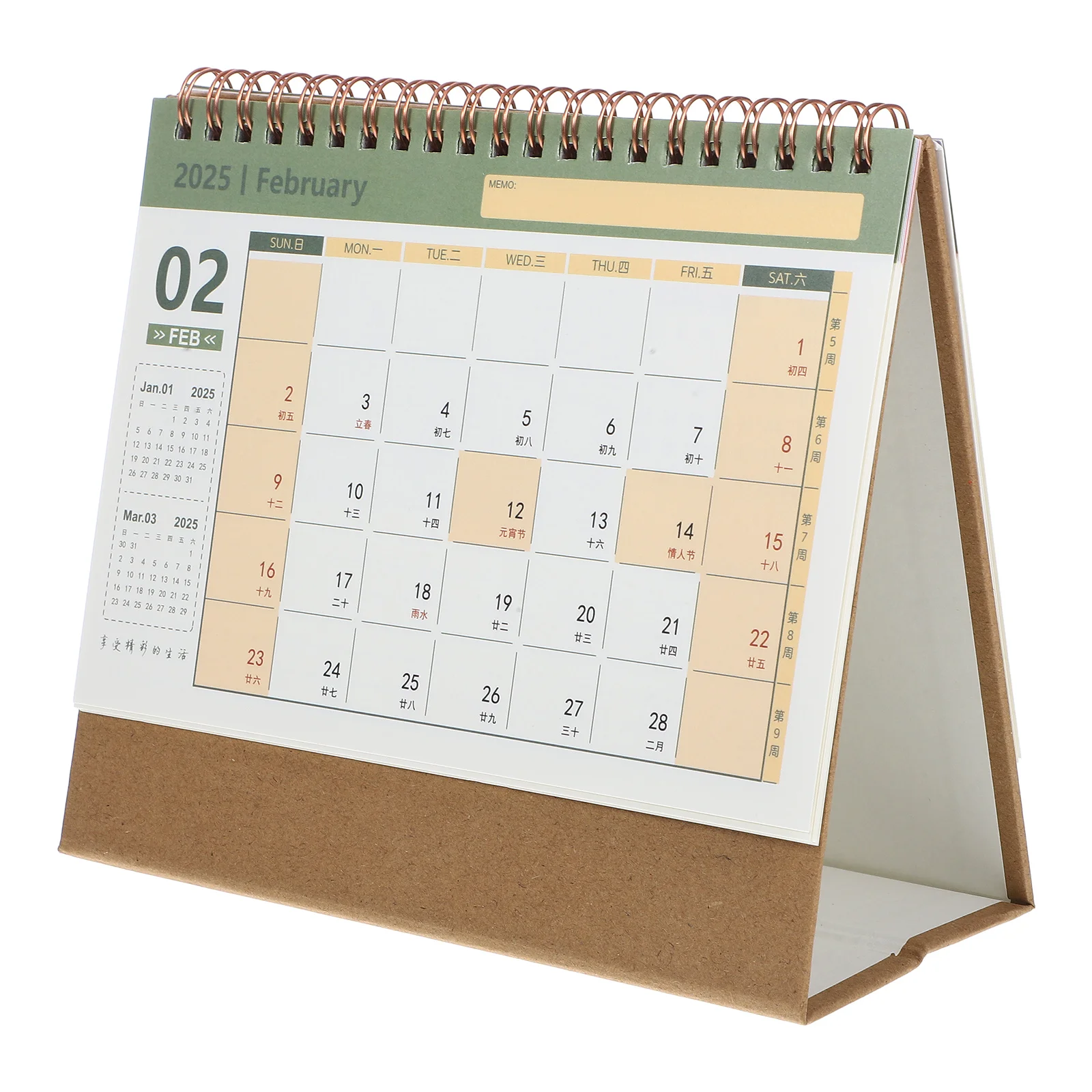 

2025 Desk Calendar Mini Desktop Schedule Table Standing Agenda Planner Monthly Spiral Office