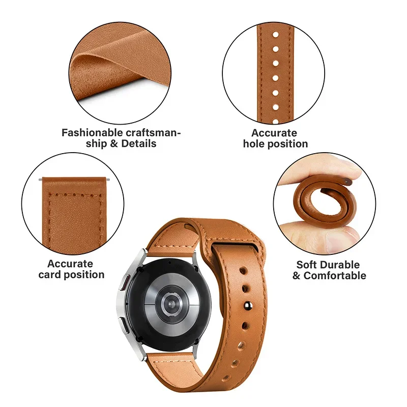 Cinturino per orologio in pelle per Samsung Galaxy watch 7/6/5/pro/4/Classic/Active 2 20mm 22mm bracciale correa huawei watch gt 4-3 pro band