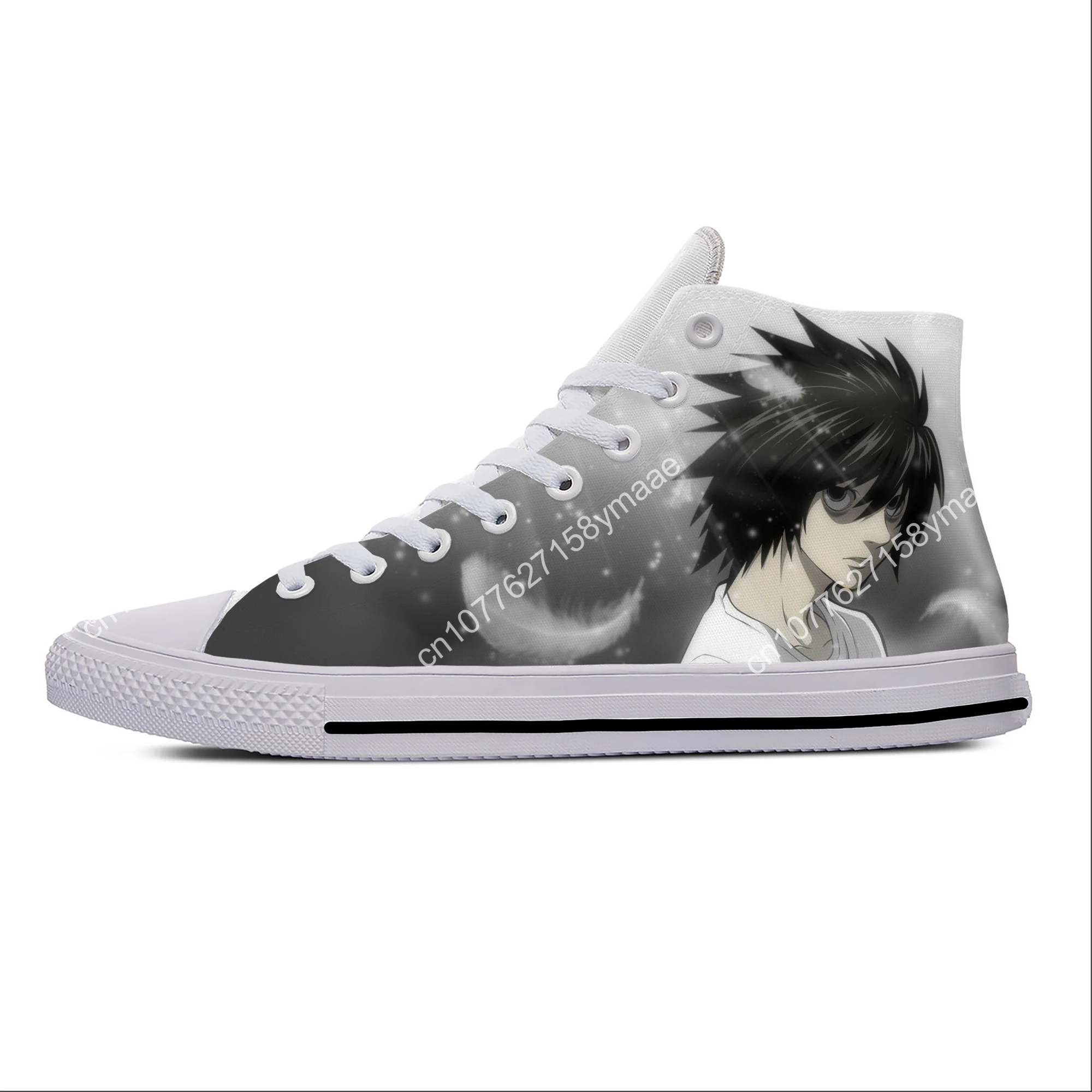 Japanese Anime Manga Cartoon Death Note L Lawliet Casual Cloth Shoes High Top Lightweight Breathable 3D Print Men Women Sneakers