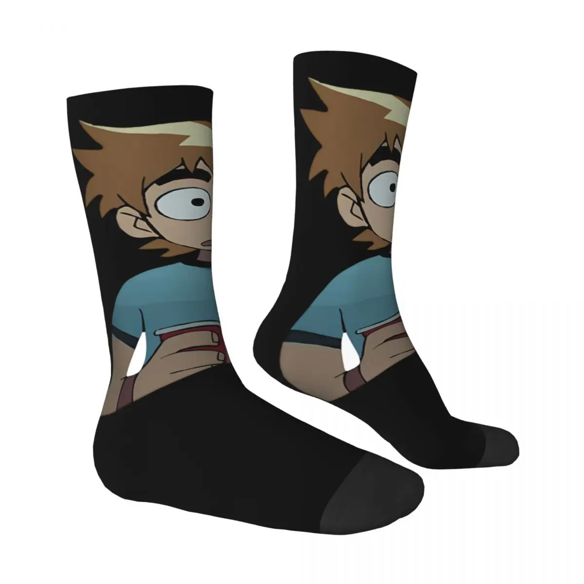 Funny Crazy Sock for Men Groovy Hip Hop Harajuku Scott Pilgrim And Ramona Happy Seamless Pattern Printed Boys Crew compression