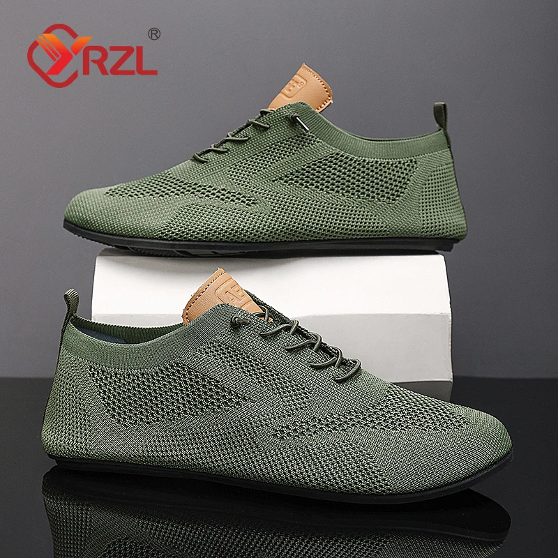 YRZL Men Mesh Loafers Driving Moccasins High Quality Flats Walking Shoes Breathable Non Slip Casual Loafers Summer Mens Shoes