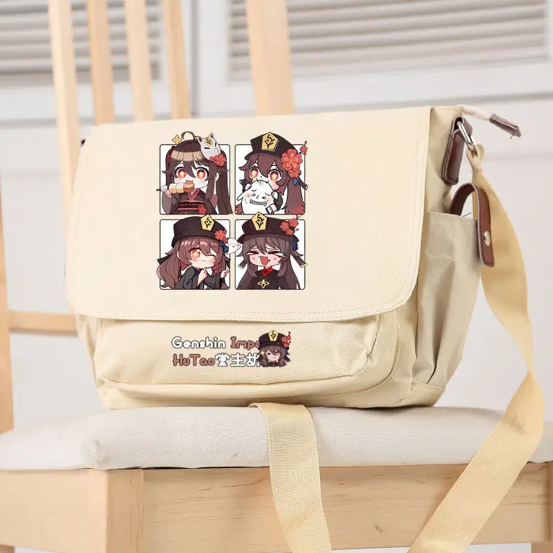 Genshin Impact Merchandise Klee Zhongli Scaramouche Yae Miko Student Canvas Tote Shoulder Crossbody Bag For Women ANI