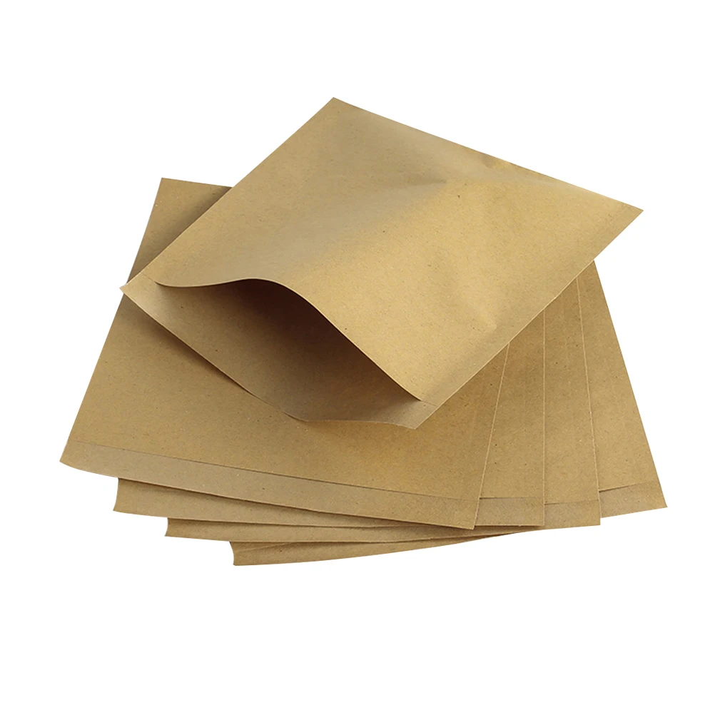 

200pcs Kraft Paper Bags Food Storage Resealable Package Grocery Flat Eco Friendly Safe Quality Oiled Candy Cookie