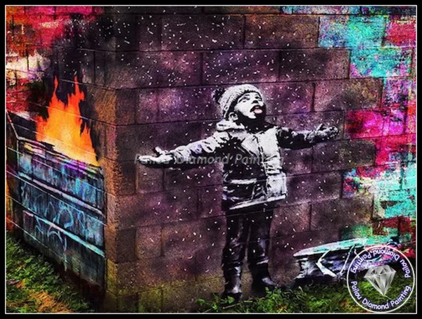 Banksy Behind The Curtain Graffiti Art 5d Diamond Painting