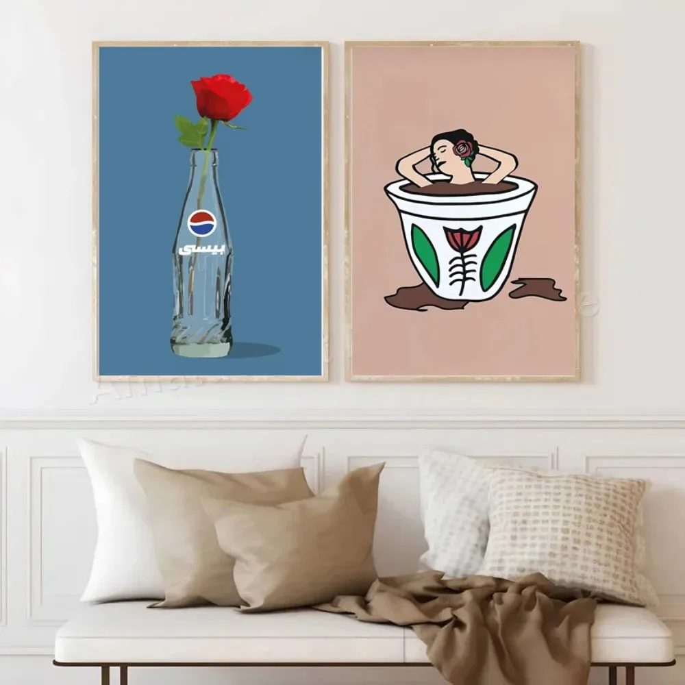 Pósteres abstractos de ducha de belleza con botella de Coca Cola para arte de pared, lienzo, impresiones Retro, decoración para sala de estar
