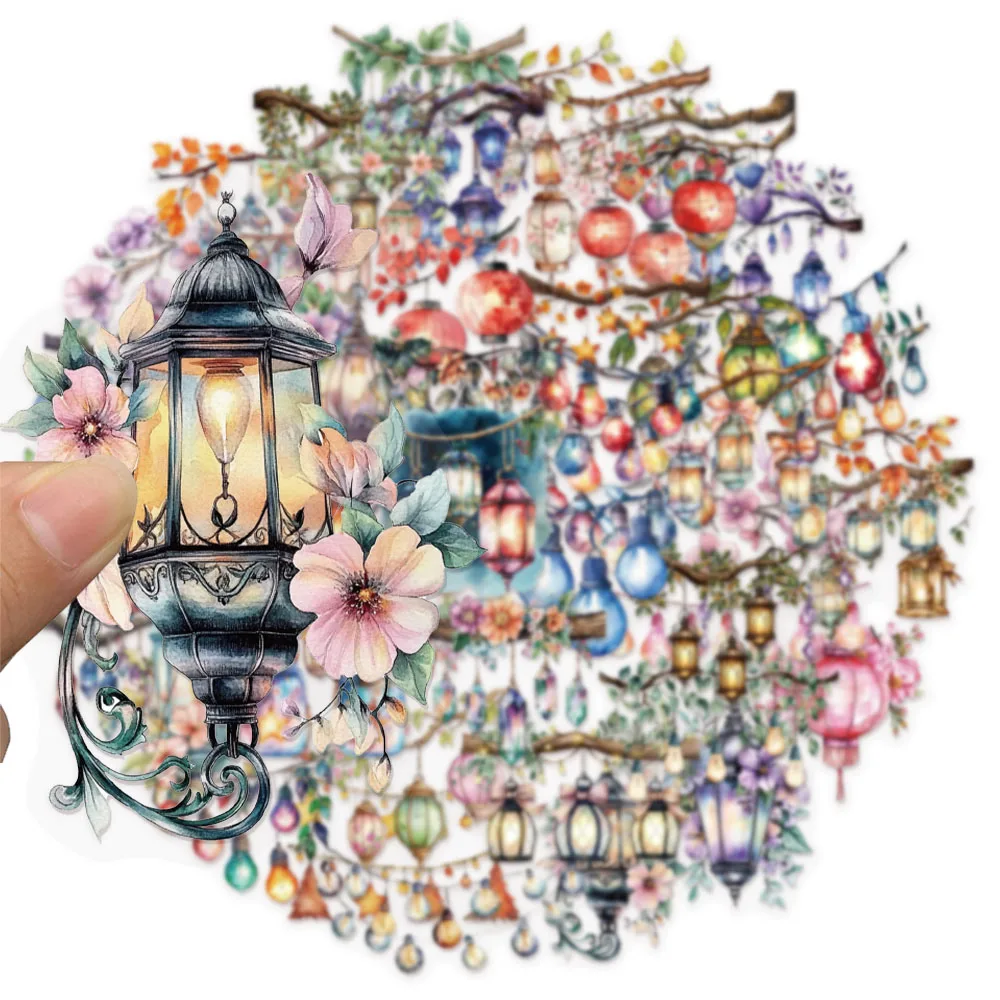 50PCS Lanterning PET Plastic Stickers Decorative Phone Cases, Laptops, Water Cups, Skateboards DIY Waterproof Stickers image 2