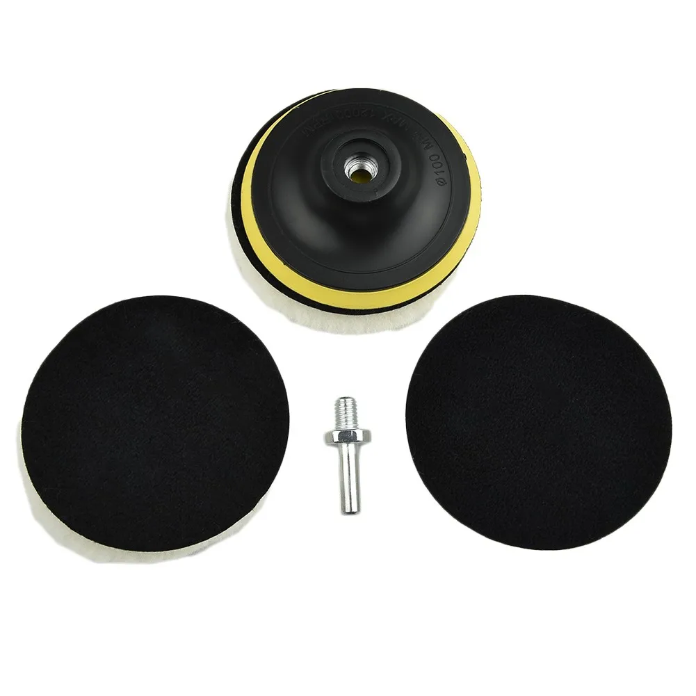 5Pcs 4 Inch Flocking Sanding Disc Hook And Loop Backing Buffing Pads Wool Polishing Wheel For Electric Drill Polisher