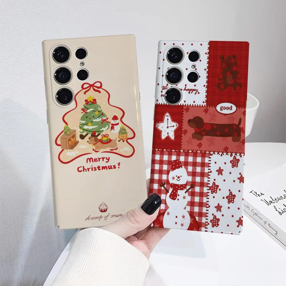 

Christmas Boots Snowman Phone Case For Samsung S25 24 23 ULTRA Plus S22 Glossy HD Hard Cover Film Shell