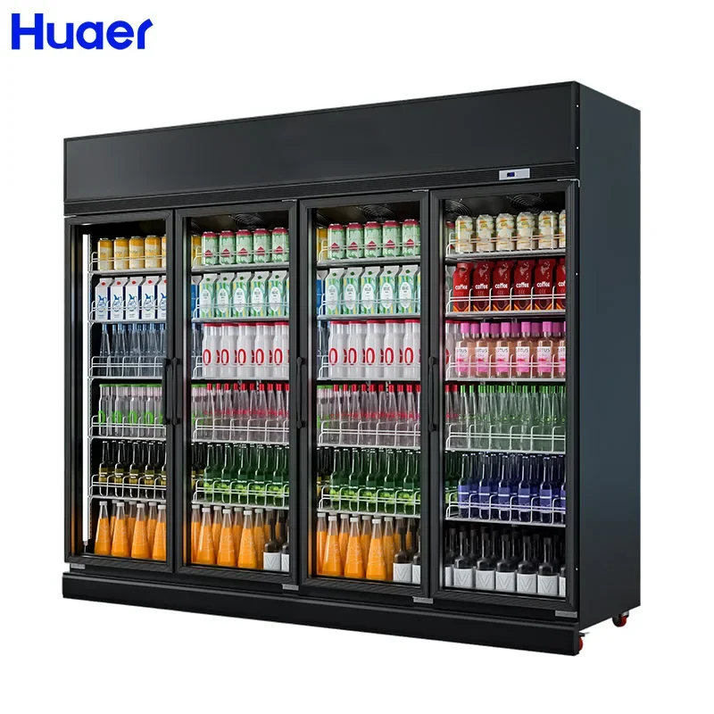 

supermarket beverage fridge 4 door commercial display cold drink refrigerator