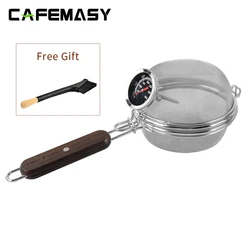 CAFEMASY Stainless Steel Coffee Roaster Net Coffee Bean Roasting Wire Mesh With Thermometer Home Open Fire Coffee Roaster