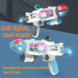 Kids Multifunctional Smoke Music Light Space Soft Bullet Sucker Toy Gun, Pull the Trigger Out of Smoke, Boy Girl Birthday Gift