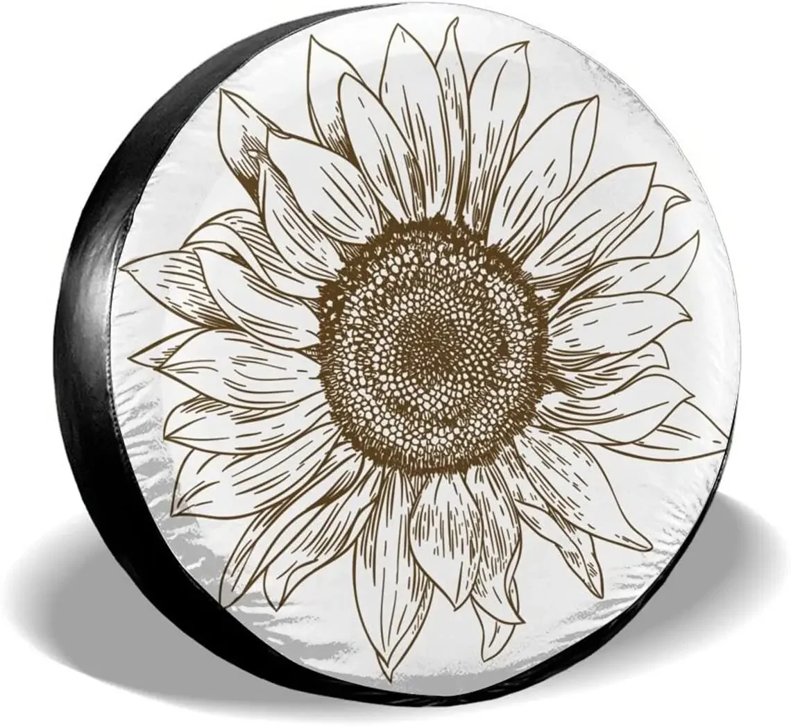 Delumie Sunflower 1 Polyester rv Spare tire Covers Bling car Accessories for Women Universal Fit for  Trailer Rv SUV Truck a