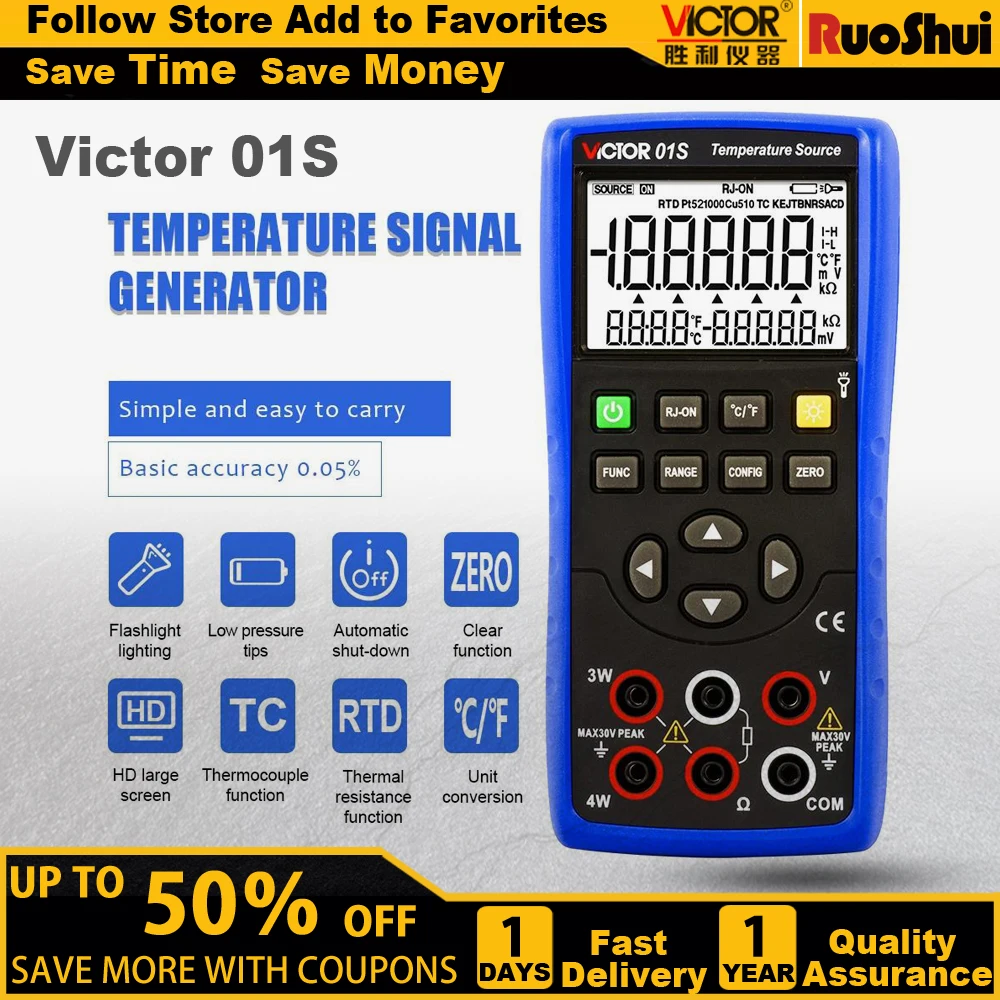 Victor 01S Temperature Source Accuracy 0.05% Signal Generator Output DC Voltage Thermocouple Thermal Resistance RTD Calibrator