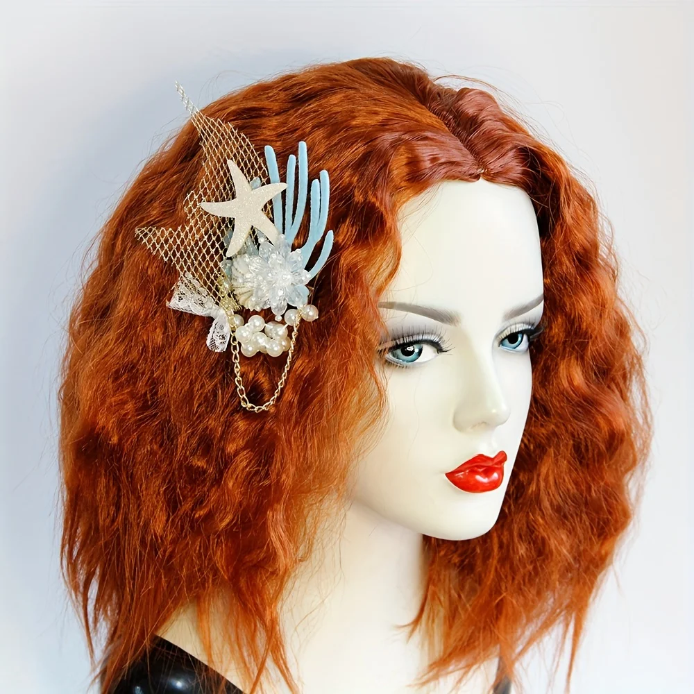 Mermaid series hair accessories, starfish artificial crystal shell coral elements party beachside decorations