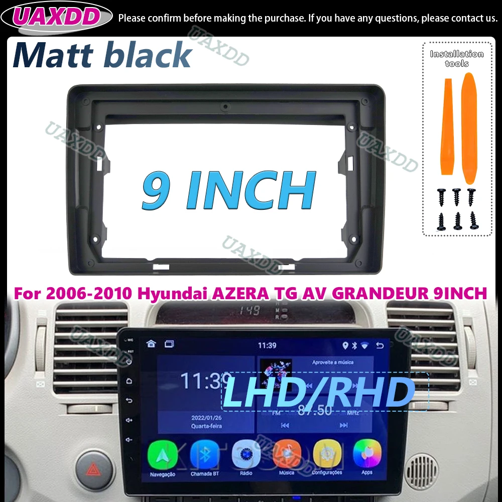 UAXDD Cadre لشركة هيونداي أزيرا TG AV GRANDEUR قارئ بطاقات تصاعد قوس راديو فآسيا مع DVD GPS MP5 سيارة 2DIN 9 بوصة 2006-2010