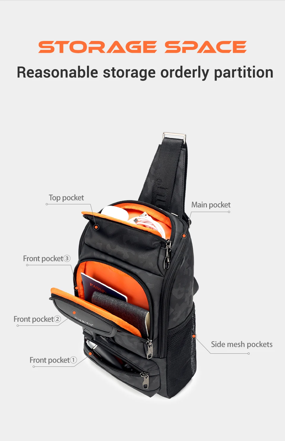 Tigernu Männer Mode Schulter Taschen Für Männer 9,7 11 zoll Ipad Tasche Brust Pack Männer Wasserdichte Große Kapazität Umhängetaschen mini Taschen – Detail 6