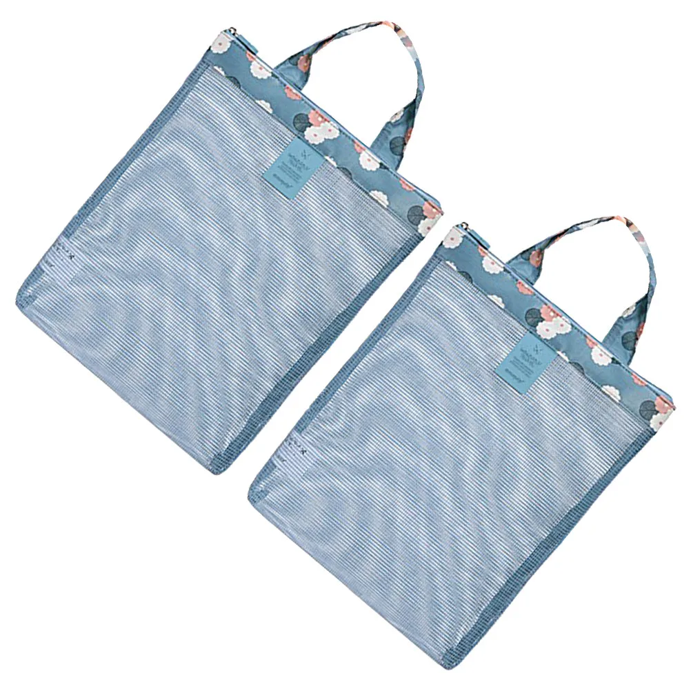 

2Pcs Mesh Handbag Multifunctional Beach Bag with Extra Space for Towels Water Bottles Sunblock Glasses Outdoor Travel Pool