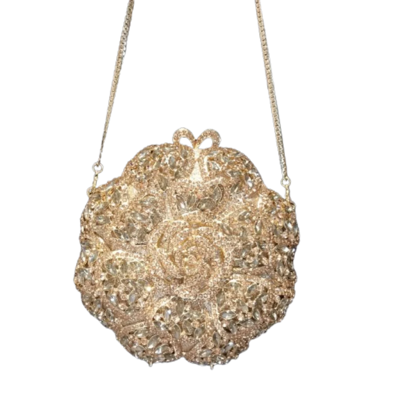 

Diamond-encrusted Dinner Bag Round Flower Full Diamond Dress Banquet Diamond Clutch Women's Affordable Glitter Quilted Crossbody