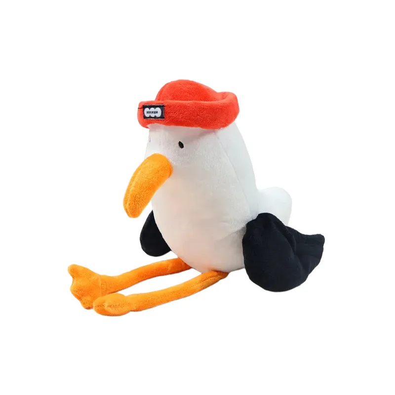Sombrero rojo de dibujos animados de 38cm, pájaro de peluche, Adorable Animal Ártico, peluche súper suave, pájaro Polar de estilo ruso, regalo para niños y adolescentes