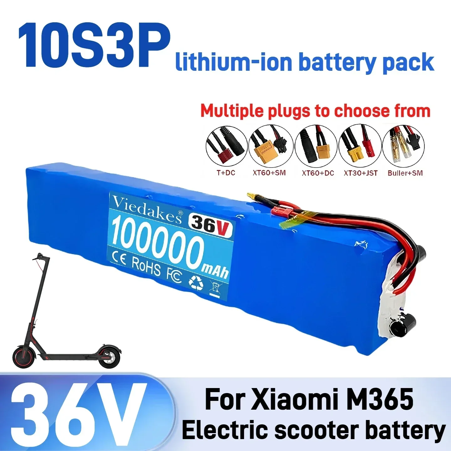 

2025 Upgrade 36V 100000mAh □10S3P 36v Electric Scooter Battery Pack 36v Scooter Battery 18650 Lithium M365 Electric Scooter️▽