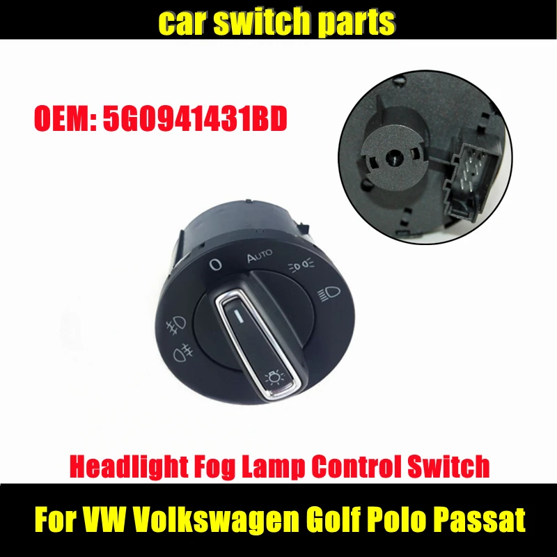 Car Switch Parts 5G0941431BD for VW Volkswagen Golf Polo Passat Headlight Fog Lamp Control Switch