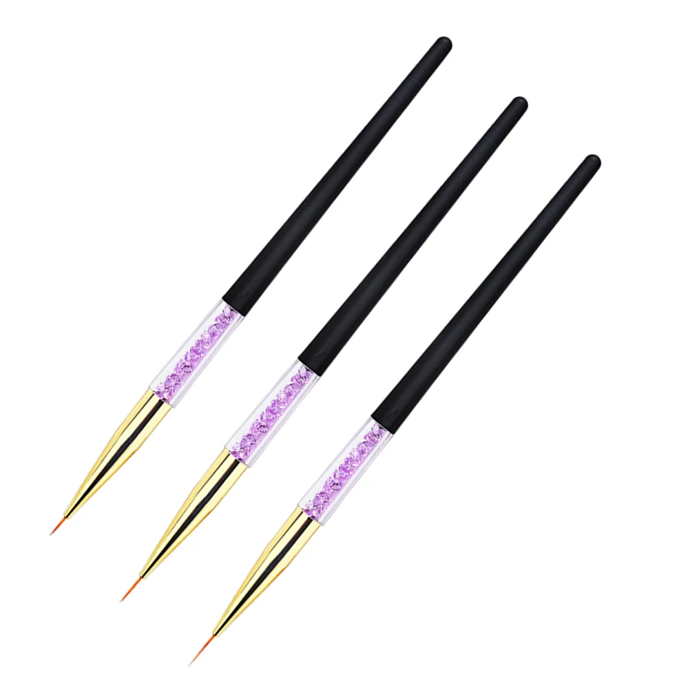 

3pcs Art Pen Brush Ergonomic Handle Durable Lightweight Design Easy Nail Painting Tool For Professional Home Use Creative Gift