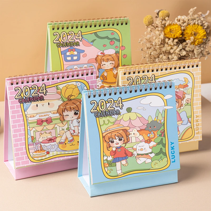 Cartoon Creative Desk Calendar Desktop Cute Girl Almanac Countdown Pendulum Piece Notepad Desktop Decoration Notes Calendar