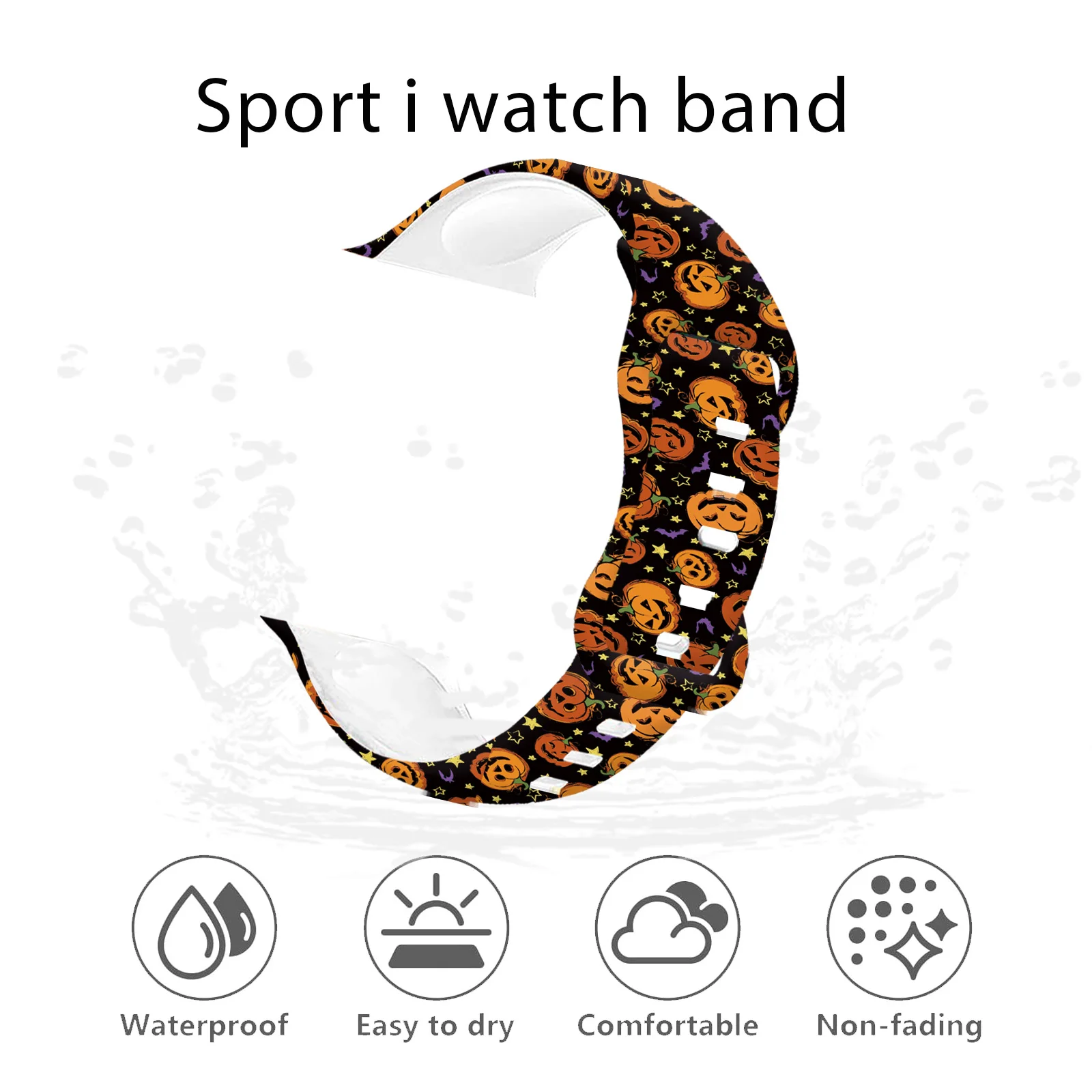 Ghost Halloween for Apple Watch 10 9 8 7 Silicone Band Replacable Bracelet for iWatch 46mm 42mm 41mm 40mm Watchband