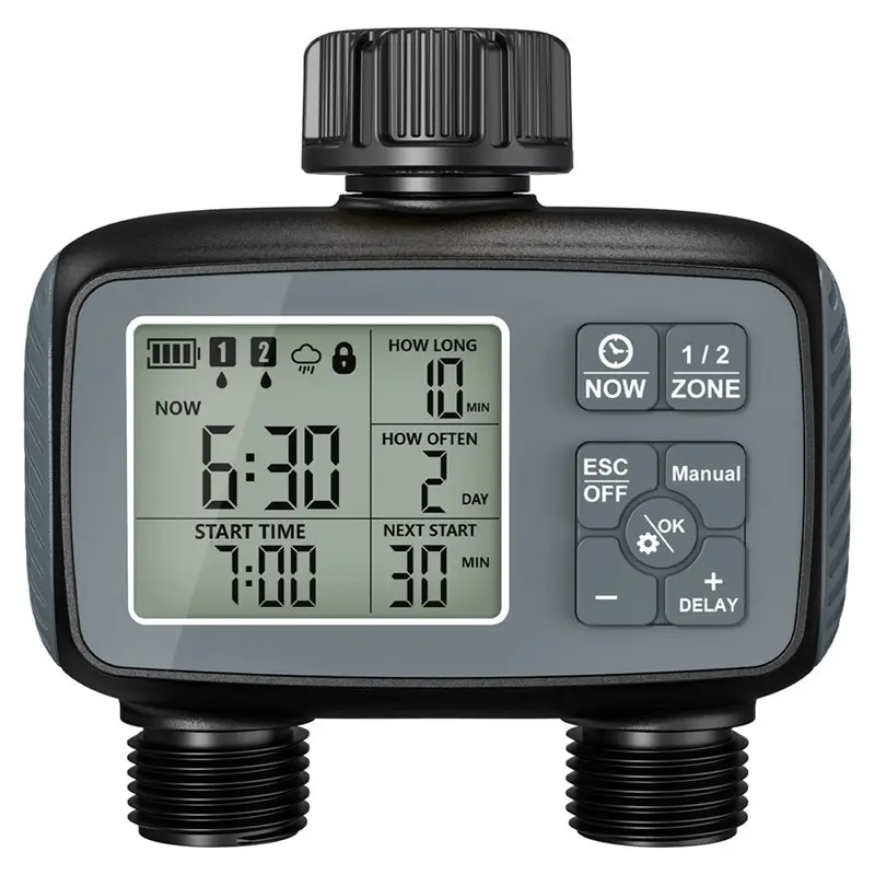 ABMH-Programmable 2 Zone Sprinkleler Water Timer For Garden Hose For Yard Lawn Automatic Irrigation System