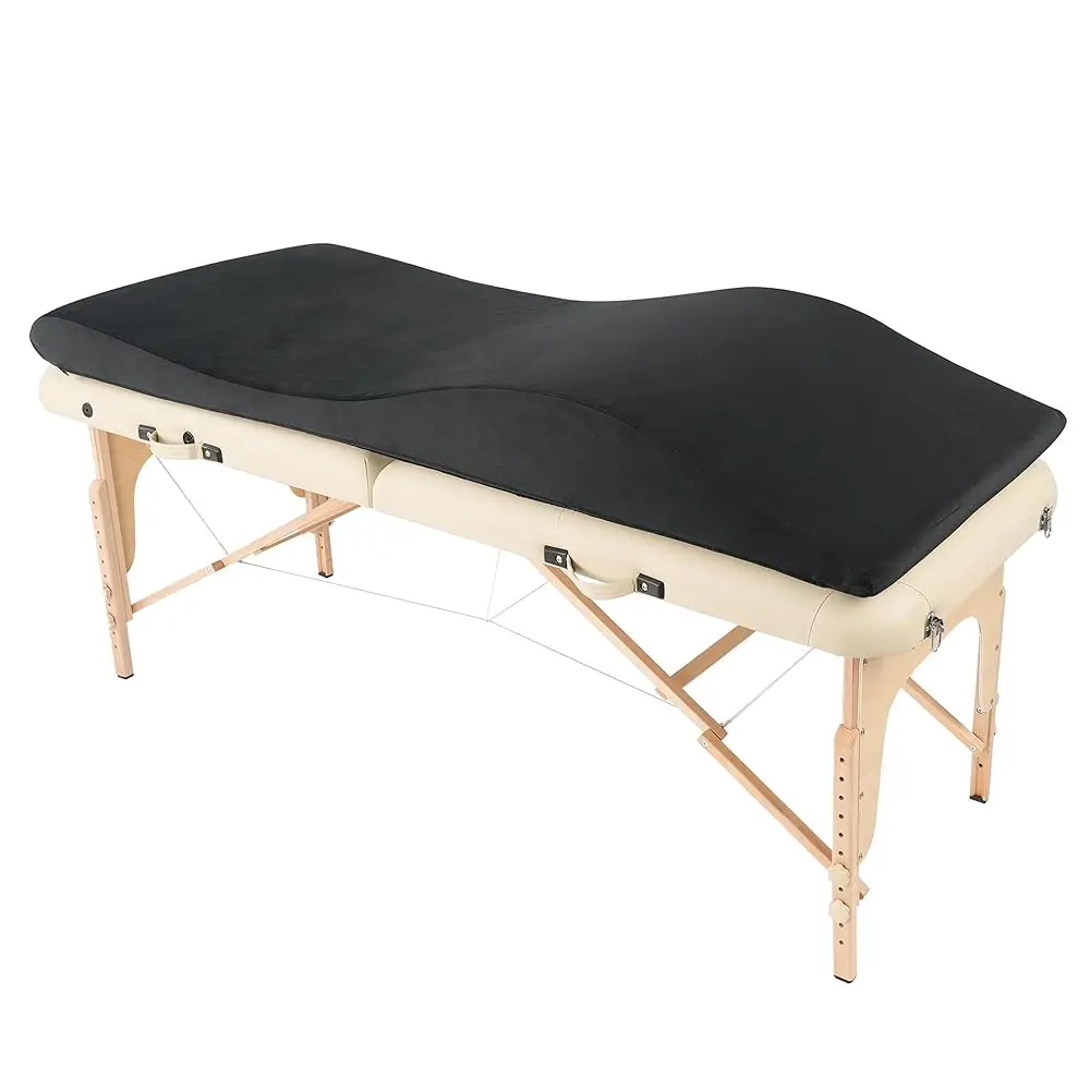

Massage Table Topper, Curved Lash Bed Foam Cushion, Beauty Salon Bed With Removable Cover,Black（28In）