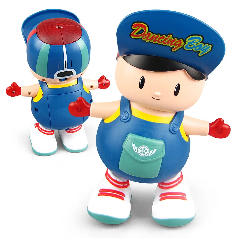 Cute Dancing Swing Boy Cartoon Big Head Boy Electric Light Music Educational Toy Doll Interactive Children's Birthday Gift