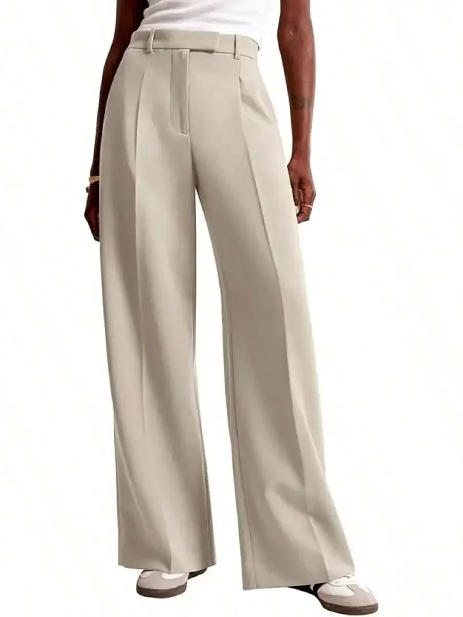 

Women High Waisted Wide Leg Business Casual Trousers With Pockets