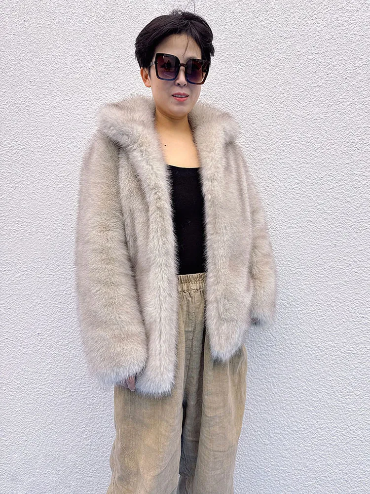 ZADORIN, abrigos de piel de invierno para mujer, abrigo de piel sintética de zorro blanco grueso y cálido, ropa de mujer, chaqueta de piel sintética de largo medio, prendas de vestir exteriores de felpa