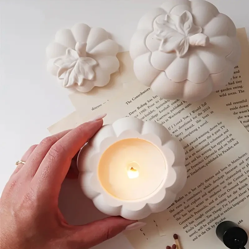 

Halloween Decor Pumpkin Storage Box Silicone Mold with Lid Pumpkin House Shaped Resin Mould DIY Candle Jar Jewelry Jar Making