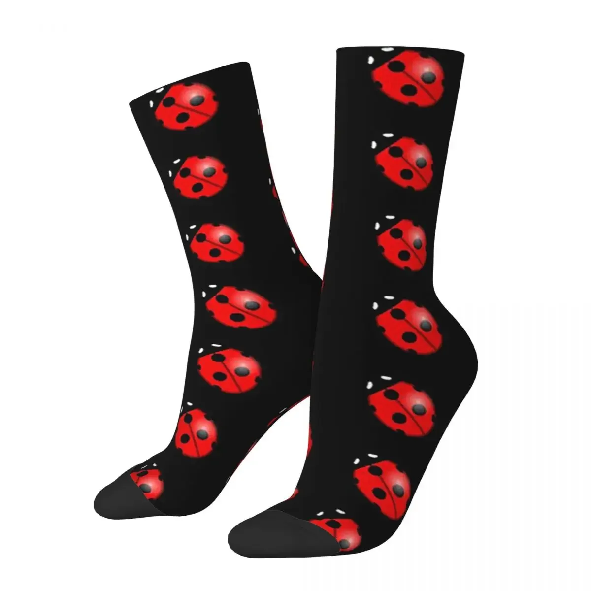 Black Ladybug Pattern Socks Socks Harajuku Sweat Absorbing Stockings All Season Long Socks for Man's Woman's Birthday Present