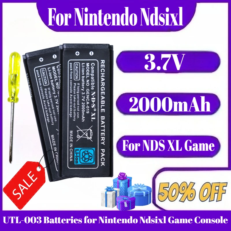 

30pcs For NDS XL Game Console Replacement Rechargeable Battery 3.7V 2000mAh UTL-003 Batteries for Nintendo Ndsixl Game Console