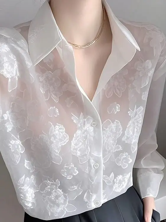 

Stunning Women's Sun Protection irt Spring 2025 Korean Sle Loose Fit Long Sve Ne Pure Color Design Faion Top