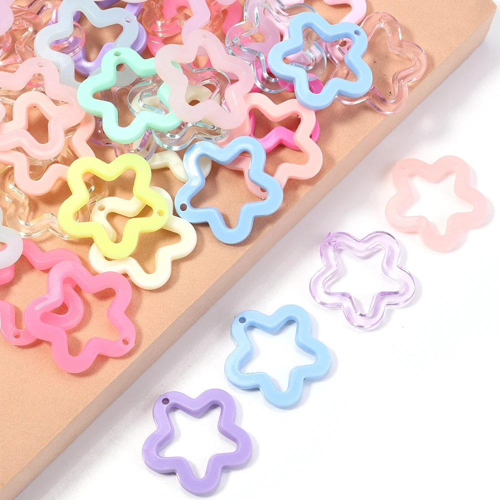 

30Pcs Acrylic Star Pendants Hollow Five-pointed Stars Charms for Necklace Bracelet Earring Keychain Diy Jewelry Making Supplies
