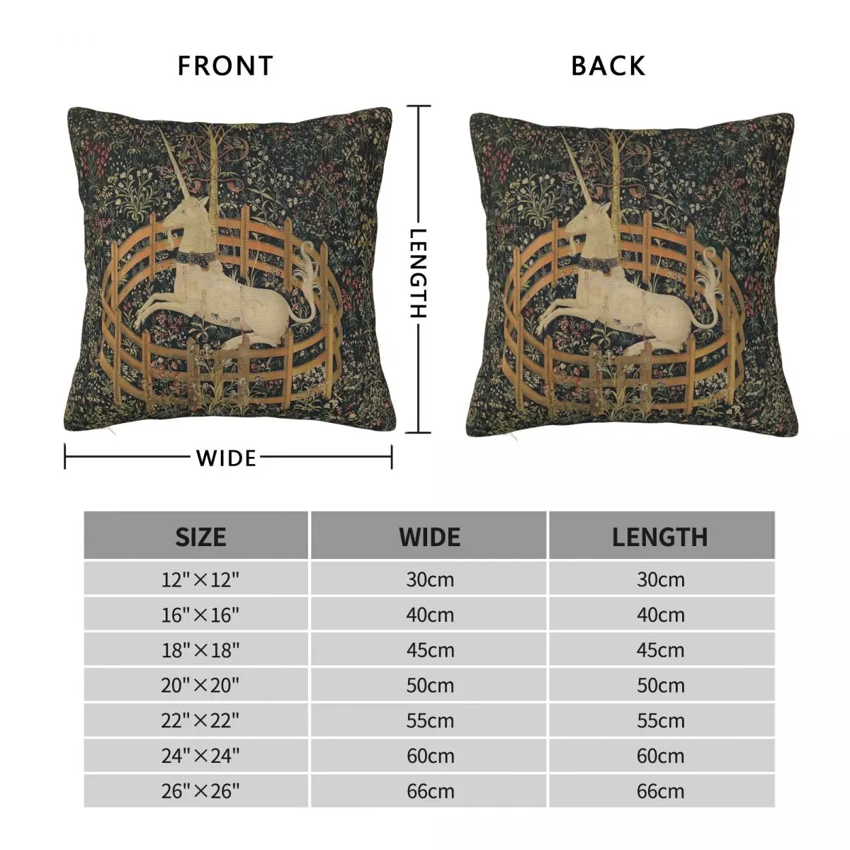 Medieval Unicorn In Captivity Floral Pillowcase Polyester Linen Velvet Creative Throw Pillow Case Sofa Seater Cushion Cover