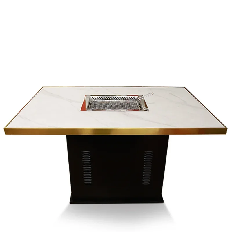 

Barbecue table, non-smoking table, rock slab barbecue table, shop rock slab table