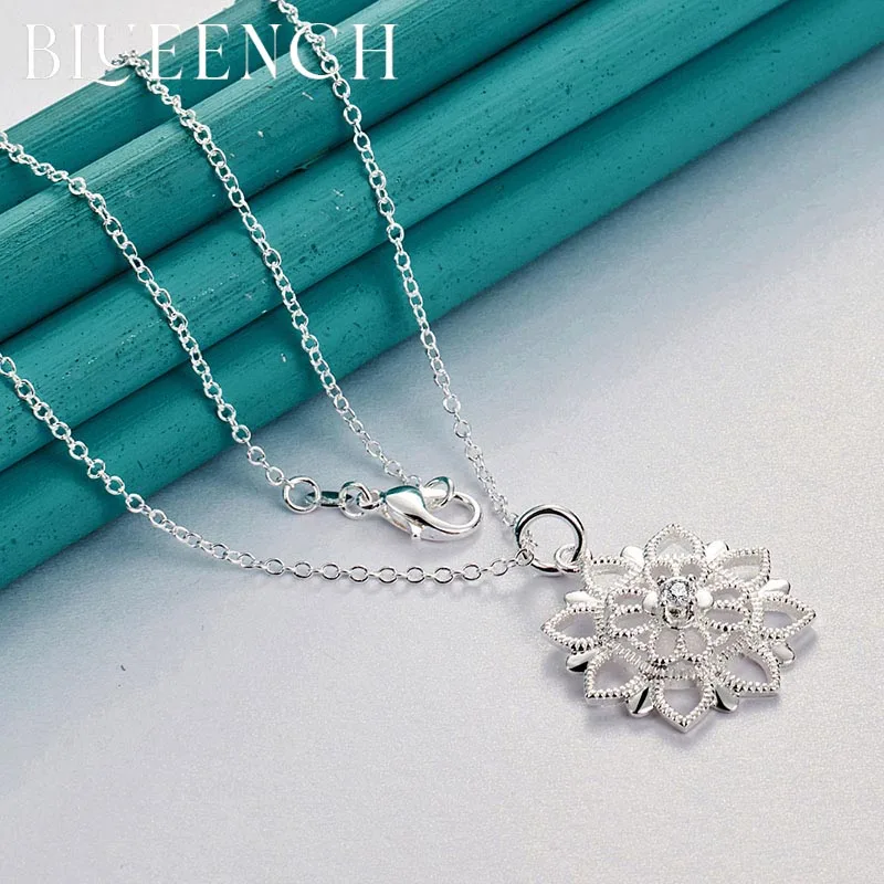 

Blueench 925 Sterling Silver Snowflake Pendant Necklace for Women Proposal Wedding Party Fashion Jewelry