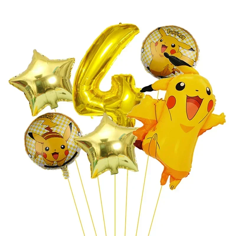 6pcs Pokemon Monster Set Series Balloon Set Pikachu Children's Birthday Toy Decoration Aluminum Film Balloon Party Supplies