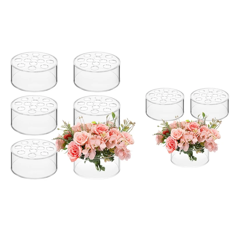 

Acrylic Floral Centerpiece For Dining Table Decorations Wedding Round Flower Vase 12 Holes Centerpiece Vases