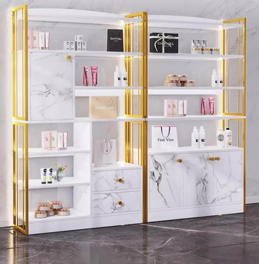 Cosmetics display cabinet Floor shelf Multi-layer storage shelf Beauty salon partition shelf Nail products display shelf